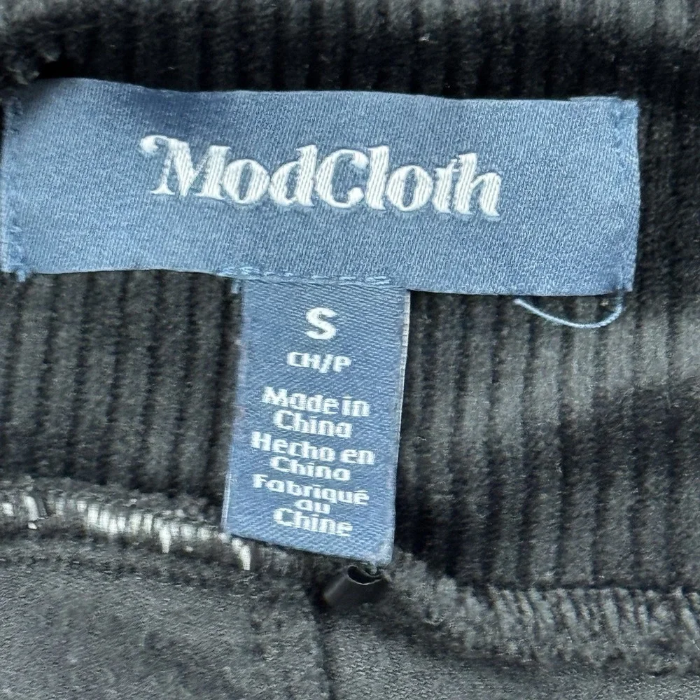 MODCLOTH Black Velvet‎ Ribbed Stretchy Leggings Size Small